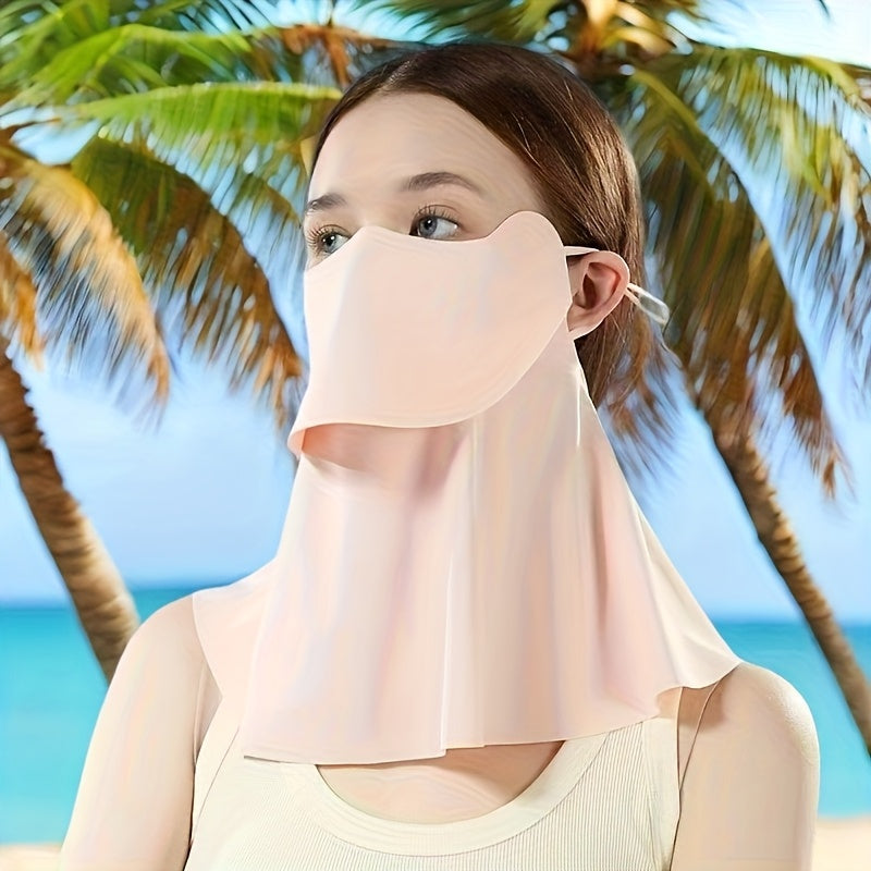 Women's Fashion Breathable Elastic Sunshade Mask - Wide Coverage Reusable Face Cover for Spring & Summer, All-Weather Outdoor Activities, Casual Style, Hand Wash\u002FDry Clean, Mask, Summer, Lightweight Design, Comfortable Fit